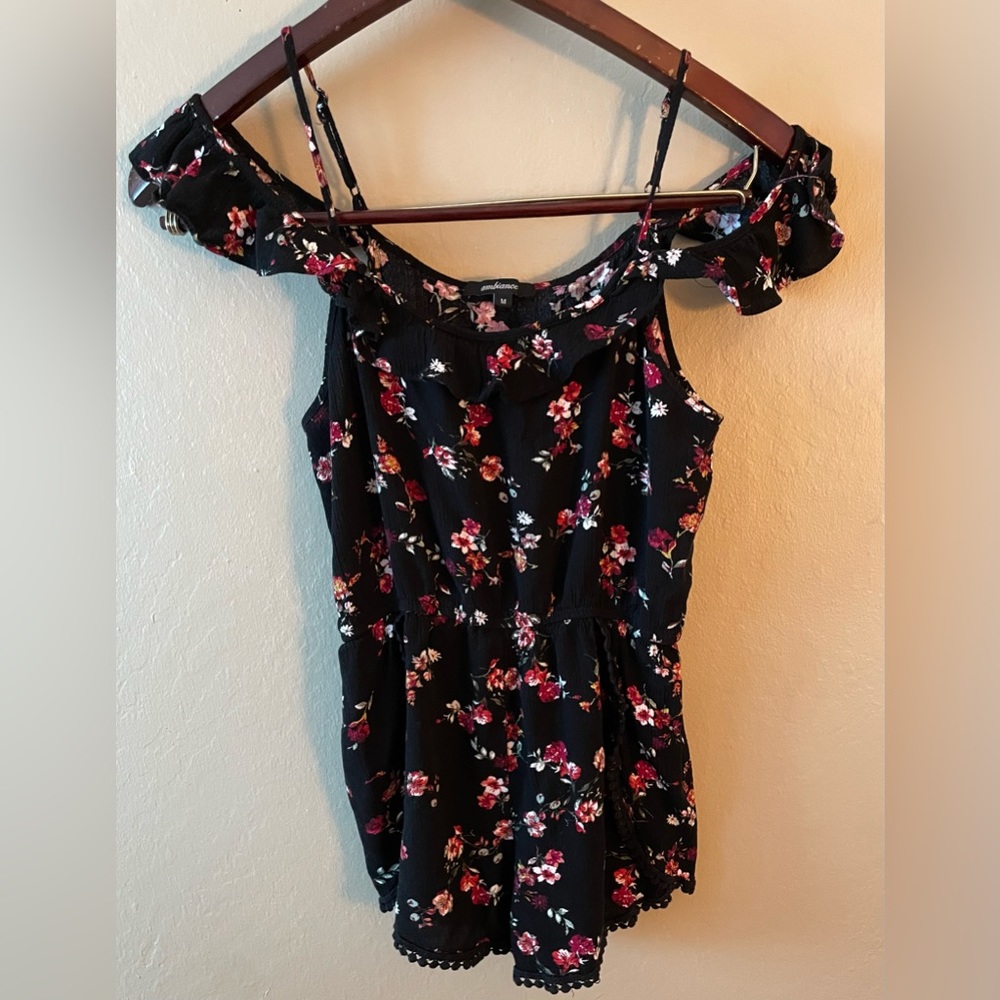 Ambiance flower design romper, off shoulder, lightweight